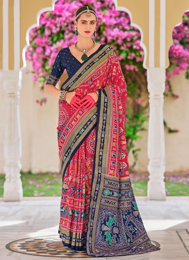 Silk Red Traditional Wear Printed Saree